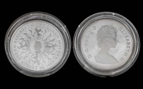 1980 Proof Silver £5 Coin, Issued by the Royal Mint, boxed with paperwork. To celebrate Queen