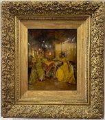 Two Cristoleums, both in ornate frames, depicting young ladies, overall framed size 17'' x 15''.