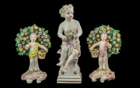 Collection Of Pottery Comprising An Antique Staffordshire Flatback Figure - Of Two Gentleman, One Of