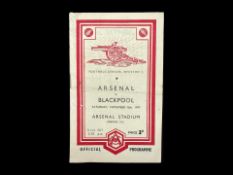 Arsenal v Blackpool Football Programme, dated 8 November 1947. Looks to be in overall good