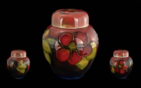William Moorcroft Signed Flambe Small Lidded Ginger Jar. c.1940's. Height 4.5 Inches.