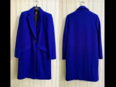 Ladies Designer Cobalt Blue Coat by Dept 19, size 10, fully lined, collar and reveres, flap pockets.