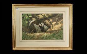 Adrian Rigby 'Tasting the Air' Watercolour, mounted, framed and glazed, image measures 12'' x 18.