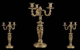 French Empire Antique Ormolu Gilded Candelabra of fine quality and weight, cast and hand chiselled