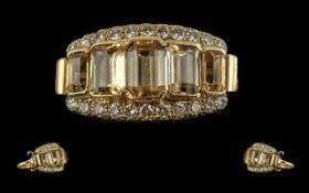 Ladies Excellent 18ct Gold Citrine and Diamond Set Dress Ring. Full Hallmark for London 1969 to