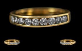 Ladies Excellent Quality 18ct Gold Diamond Channel Set Ring - Full Hallmark To Interior Of Shank.