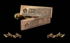 Clogau Signed 9ct Welsh Gold Pair Of Hallmarked Cuff Links - In The Form Of Ingots. Full Hallmark.