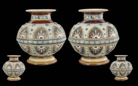 Pair of Villeroy & Bosch Mettlach Stoneware Vases, early 20th century, Art Nouveau style,