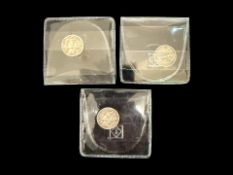 Three USA Silver Dimes, dated 1935, 1937 and 1939.