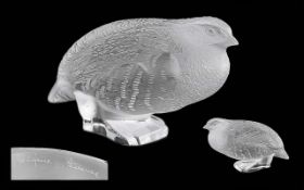 Lalique - France Vintage Glass Quail Scu