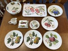 Box of Fruit Decorated Pottery, includin