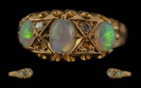 Ladies - Pleasing 18ct Gold Opal and Dia