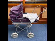 Vintage Swallow Child's Dolls Pram, mauv