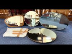 Five Assorted Mirrors, largest measures 27'' wide.
