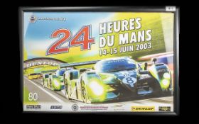 Framed Le Mans Original Vintage Sports Poster, featuring the winning Bentley from the 24 Hours of Le