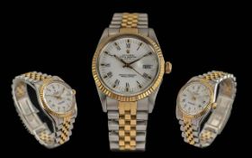 Rolex - Gents 18ct Gold and Steel Oyster Perpetual Date-Just Wrist Watch. Date 1987, Model 15053.