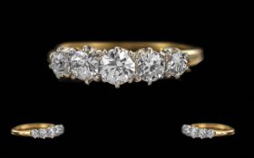 Ladies 18ct Gold 3 Stone Diamond Set Ring - Marked 18ct To Interior Of Shank. Well Matched Brilliant