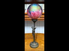 Art Deco Style Table Lamp, in the form of a nude lady standing on a leaf pattern base, with a