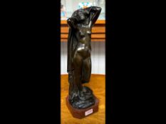 Large Art Deco Figure Of A Naked Lady - On A Marble Base. Indistinct Signature To Base. Impressive