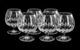 Cartier Six Brandy Glasses, in fitted box. Marked Cartier Made in France.