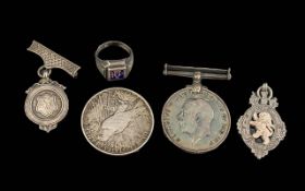 Collection of 925 Silver Jewellery. All Stamped for Silver. Includes Fobs, WWI Silver Medal, Masonic
