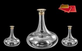 Must-De-Cartier Sterling Silver Banded Glass Decanter with Sterling Silver Assay, Mark to Band. 10