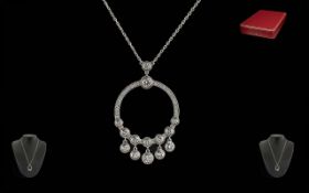 Cartier Superb Quality Legers 18 k White Gold Necklace with Pendant. A Stunning Cartier Necklace