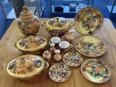 Collection of Fruit Patterned Pottery, various makes, to include two large plates, a side plate, two