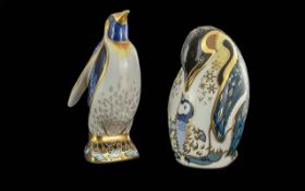Royal Crown Derby Pair of Hand Painted Porcelain Figural Paperweights. Comprises 1/ Penguin and