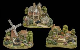 Three Limited Edition Lilliput Lane Cottages, comprising 'Green Fingers' L2705, 'Grafton Lock L3287,