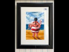 An Original Watercolour By P.M.K Paul.M.Kiernan - 'Larger Lady Carrying Underweight Partner' Overall