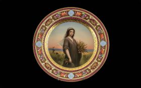 19th Century Vienna Cabinet Plate, hand painted, gilt border, image depicting 'Ruth' signed