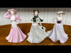 Three Coalport Figures, comprising Ladies of Fashion 'Demetria', 'Summer Romance', and 'Winter