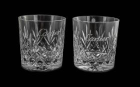 Two Cartier Whisky Glasses, marked for Cartier, and The Roxburgh.