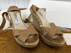 Jimmy Choo Espadrilles, style Phoenix size 38.5, nude mock croc print straps, cross front and