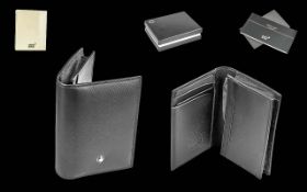 Mont Blanc Black Leather Fold Over Wallet, with matching Mont Blanc business card holder. Card