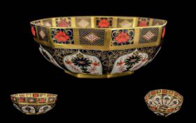 Royal Crown Derby Old Imari Pattern Full 24ct Gold Banded Octagonal Footed Bowl. Pattern No 1128,