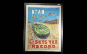 Phil May (b.1925) Signed Limited Edition Framed Print - UTAH Salt Flats USA MG Sets the Record.