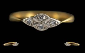 Ladies Petite 18ct Gold Set Ring. Marked