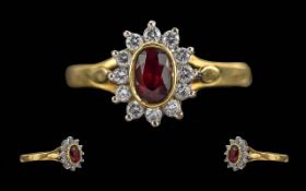 Ladies Attractive 18ct Gold Ruby & Diamo
