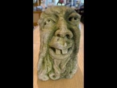 Weathered Stone Head Garden Ornament, 10