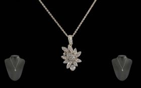 Ladies 18ct White Gold Diamond Set Penda