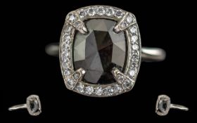 Ladies Pleasing Platinum Black Diamond &