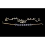 Ladies Elegant 925 Silver Decorative Necklace Together with 925 Silver & Purple Set Stone