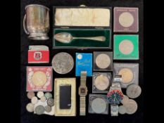 Good Bag of Mixed Collectables. Includes Silver 925 Jug, Coins, Gents Watches, 925 Silver Boxed