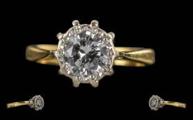 Ladies - Excellent 18ct Gold Single Stone Diamond Set Ring. Tests 18ct Gold. The Round Brilliant Cut