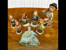 Small Collection of Hummel Figures, comprising 'Merry Wanderer' 5'' high, four 4'' figures 'Just
