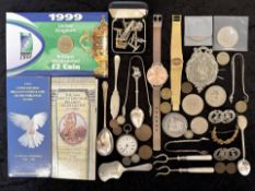 Good Mixed Bag of Collectables. Includes 925 Sterling Silver Pocket Watch, Various Coins, Watches,