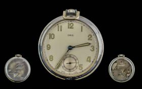 Oris Watch Co Swiss Made Art Deco Period Cased Key-less Slim Line Pocket Watch, Art Deco Design to