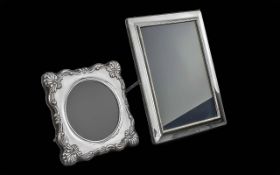 A Fine Pair of Sterling Silver Framed Photo Frames. Various Sizes / Shapes. Both In Good